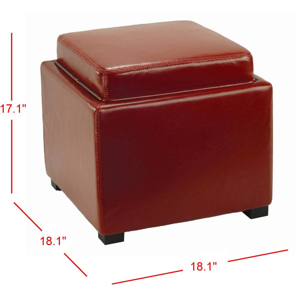 Safavieh Bobbi Tray Storage Ottoman - Red