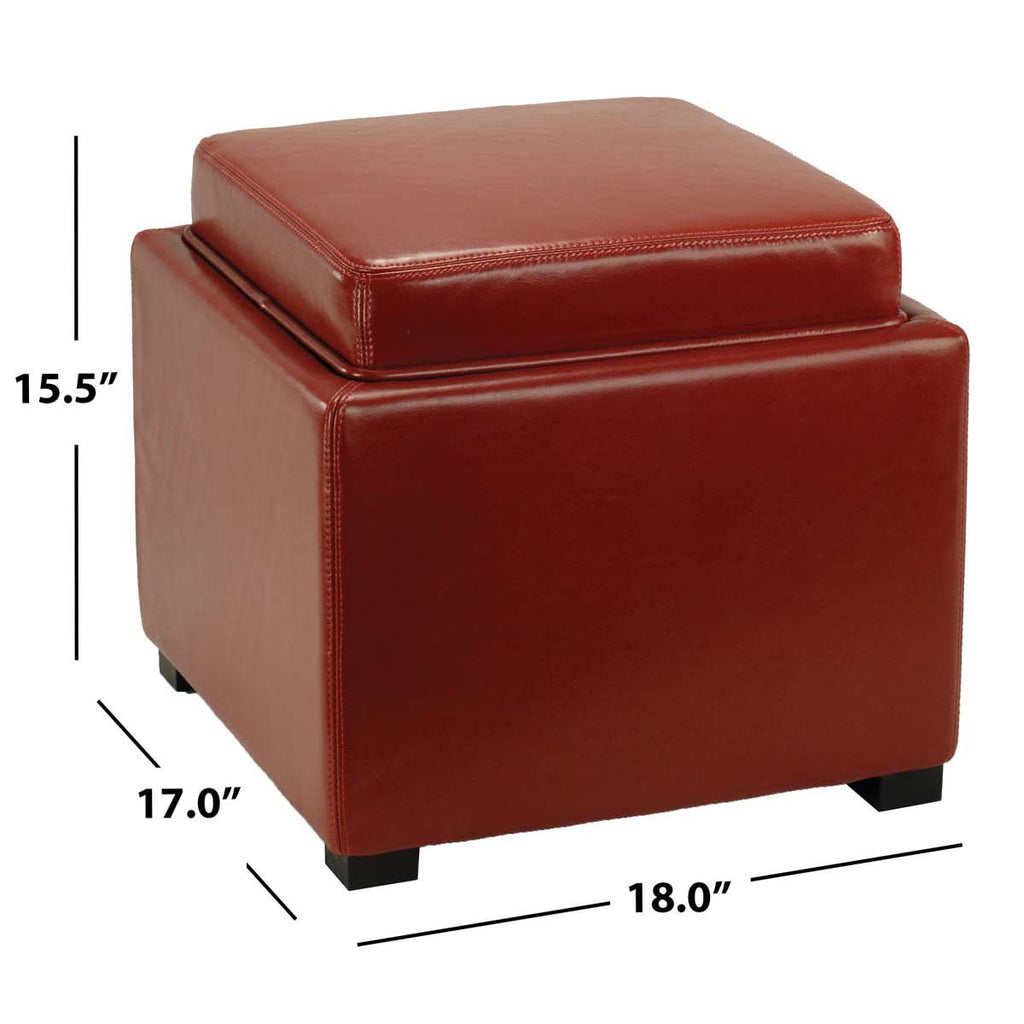 Safavieh Bobbi Tray Storage Ottoman - Red