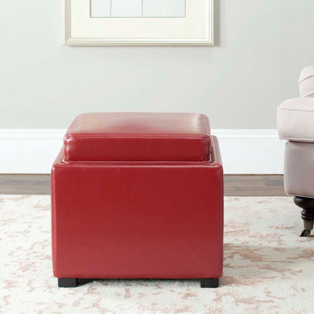 Safavieh Bobbi Tray Storage Ottoman - Red