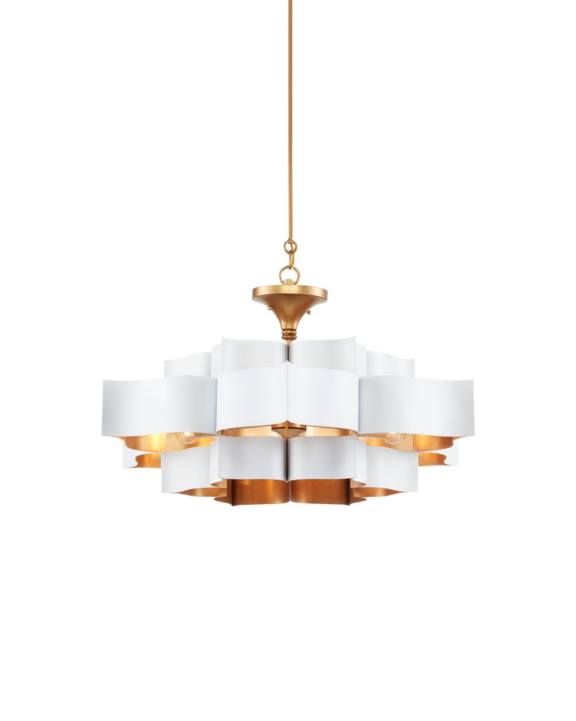 Currey & Co Grand Lotus Large White Chandelier | 9000-0857