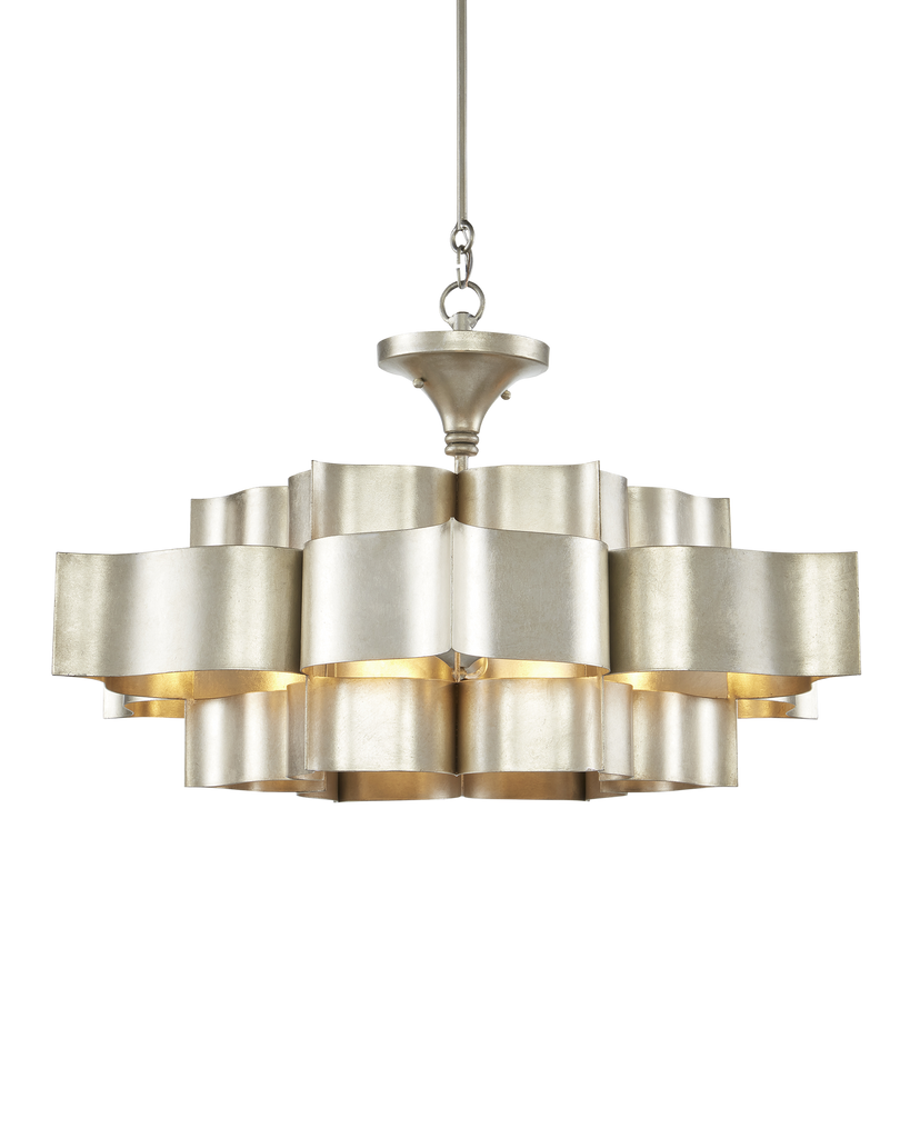 Currey & Co Grand Lotus Large Silver Chandelier | 9000-0051