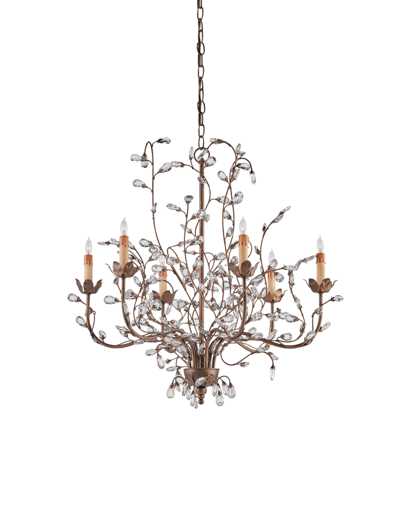 Currey & Co Crystal Bud Medium Gold Chandelier | 9882