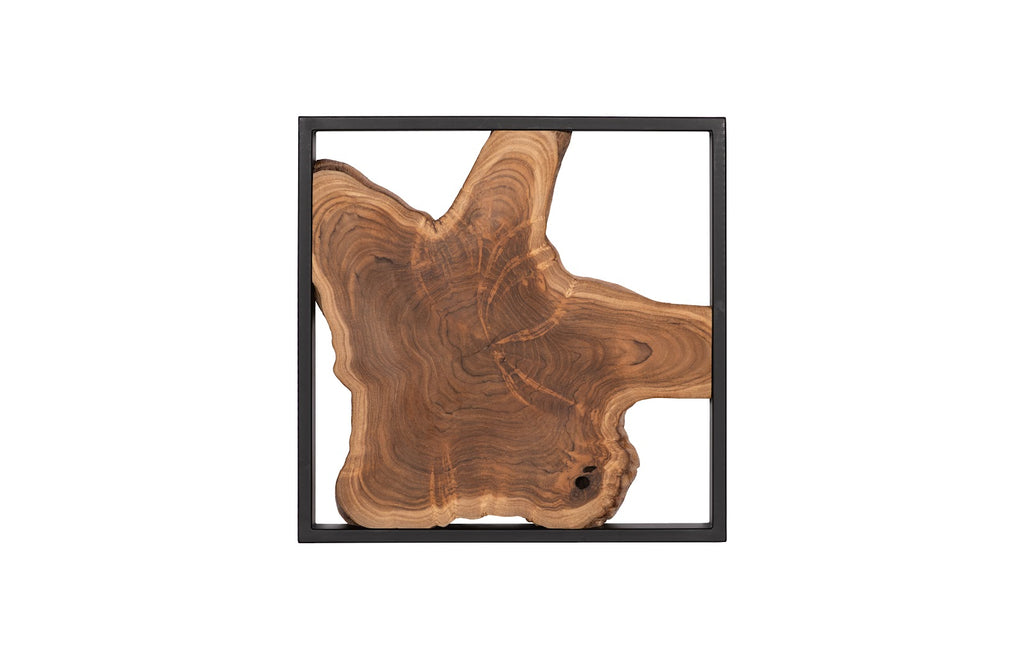 Framed Slice Wall Tile, Teak Wood, Black Frame | Phillips Collection - ID65155