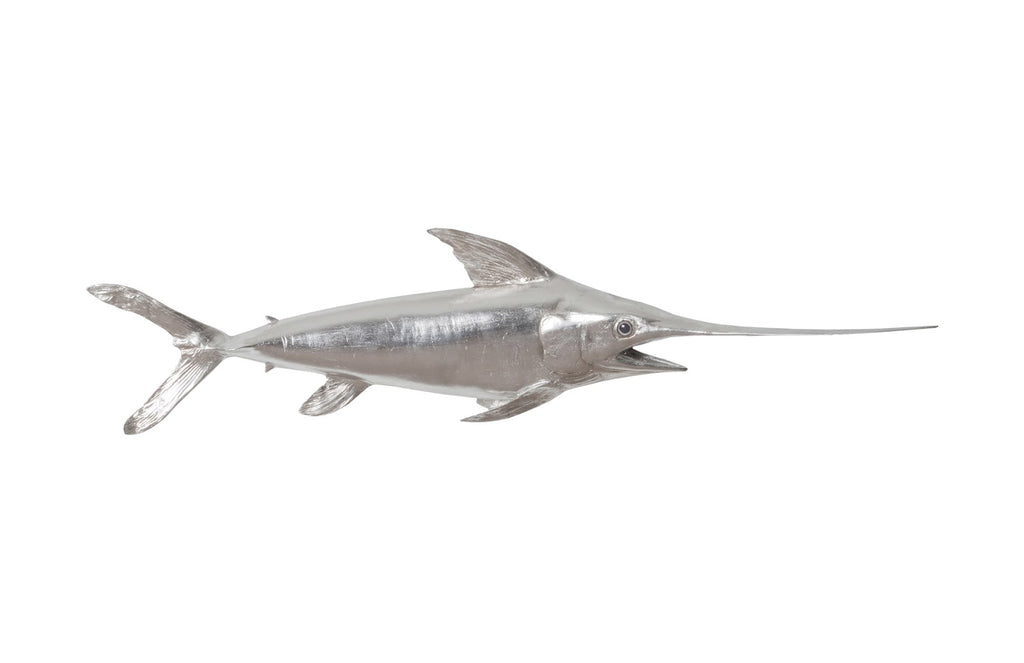 Broadbill Swordfish Fish Wall Sculpture, Resin, Silver Leaf | Phillips Collection - PH62416