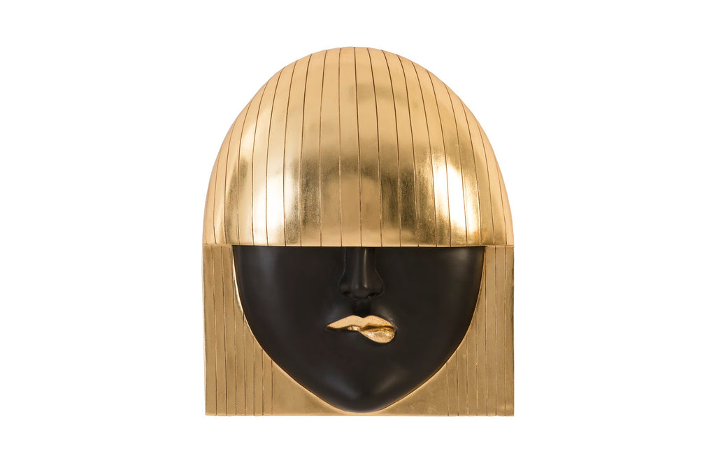 Fashion Faces Wall Art, Large, Pout, Black And Gold Leaf | Phillips Collection - PH94744