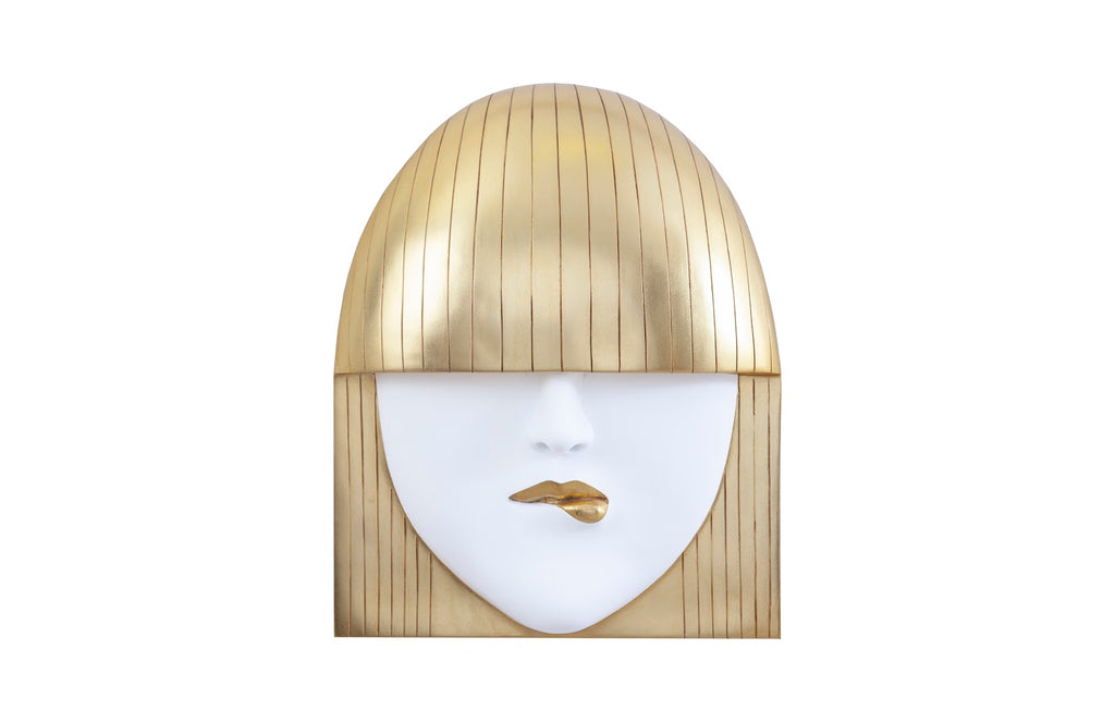 Fashion Faces Wall Art, Large, Pout, White And Gold Leaf | Phillips Collection - PH101926