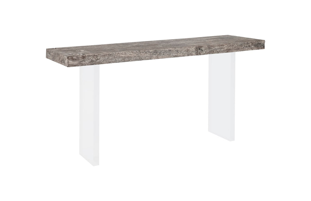 Floating Console Table, Gray Stone Finish, Acrylic Legs | Phillips Collection - TH100570