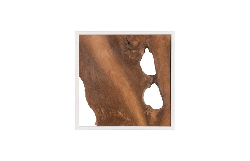 Framed Slice Wall Tile, Teak Wood, White Frame | Phillips Collection - ID105514