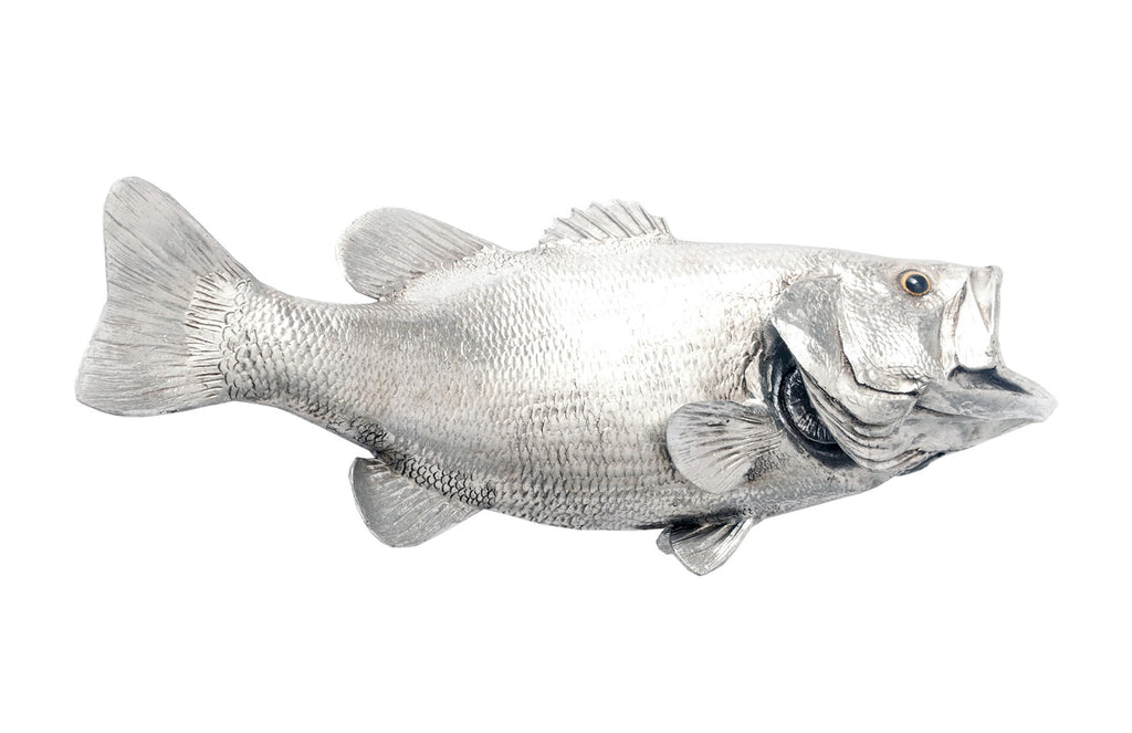 Large Mouth Bass Fish Wall Sculpture, Resin, Silver Leaf | Phillips Collection - PH66570
