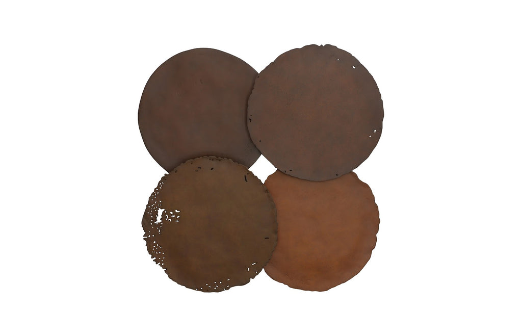 Cast Oil Drum Wall Discs, Resin, Rust Finish, Set Of 4 | Phillips Collection - PH58501