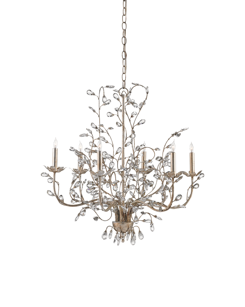 Currey & Co Crystal Bud Medium Silver Chandelier | 9973