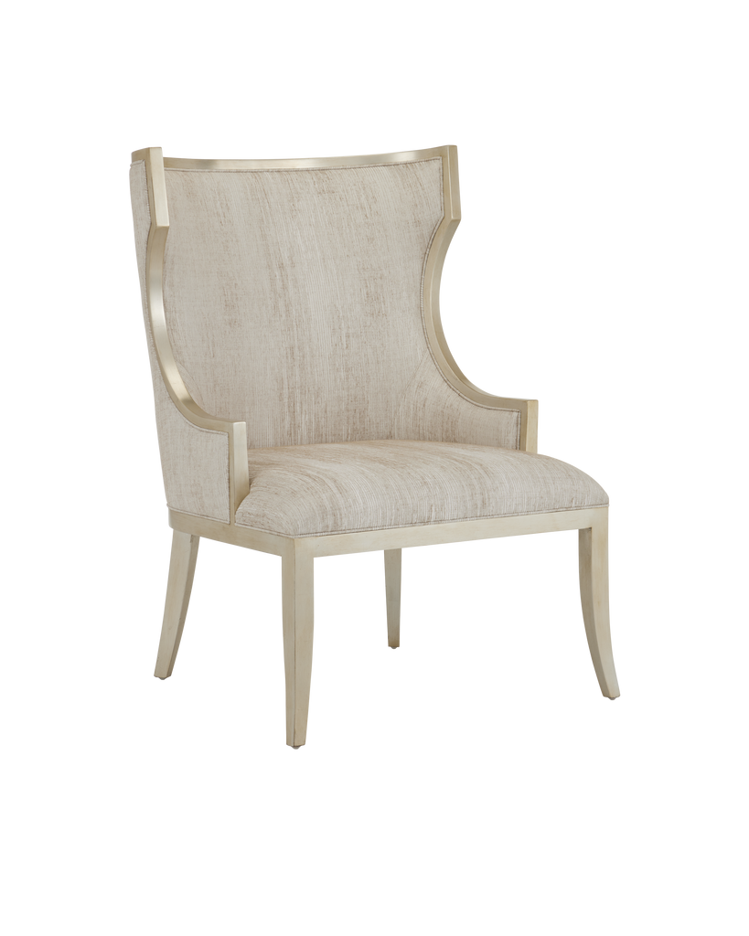 Currey & Co Garson Silver Armchair, Fresh Files Linen | 7000-0642