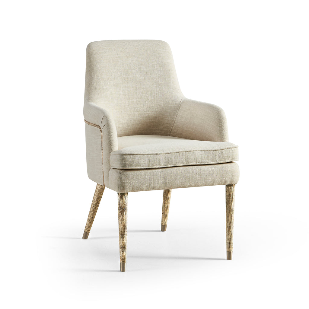 Water Shoal Linen & Grass Cloth Host Chair | Jonathan Charles - 001-2-030-LOW