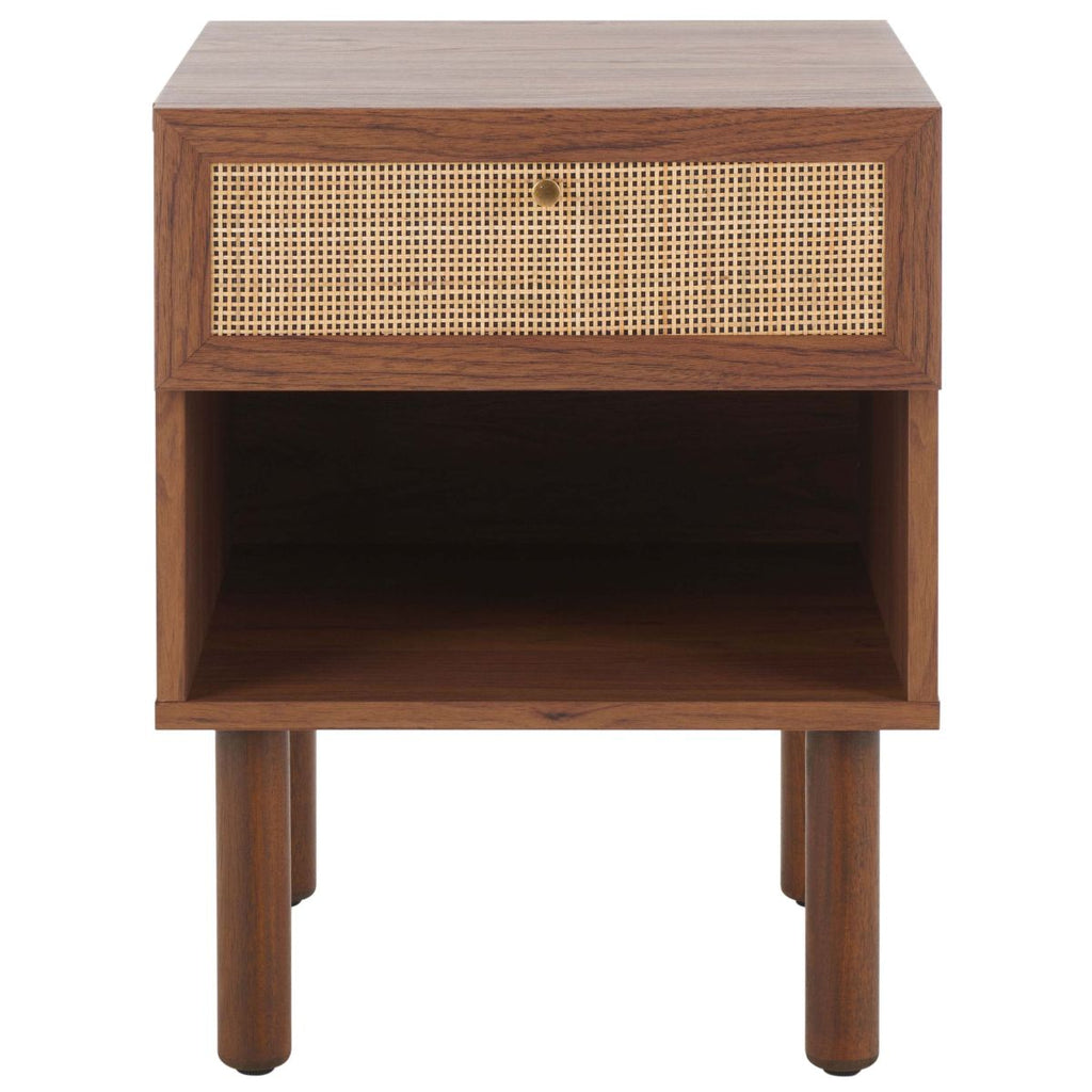 Safavieh Silvanna Nightstand, Walnut / Natural Rattan