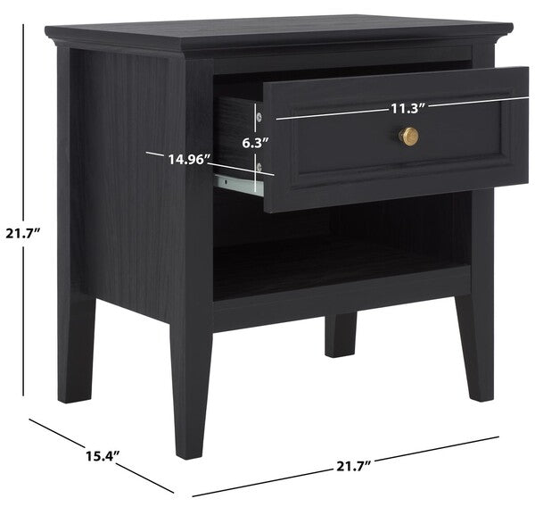 Sondra Nightstand | Safavieh - NST9609 - Black / Gold