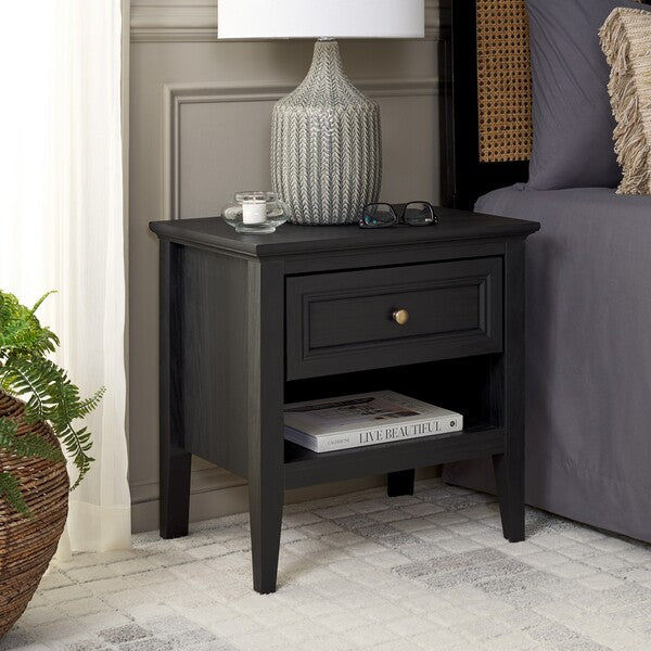 Sondra Nightstand | Safavieh - NST9609 - Black / Gold