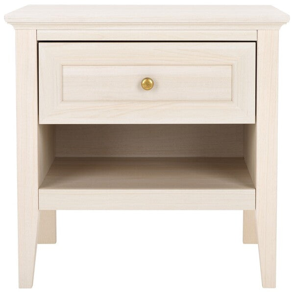 Sondra Nightstand | Safavieh - NST9609 - Bleached White / Gold