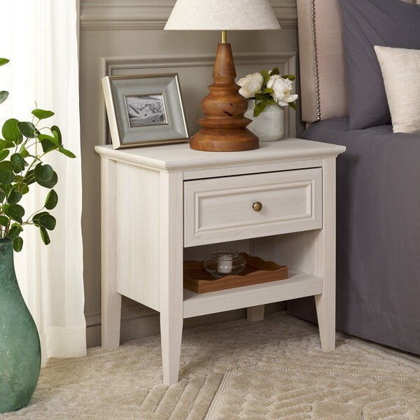 Sondra Nightstand | Safavieh - NST9609 - Bleached White / Gold