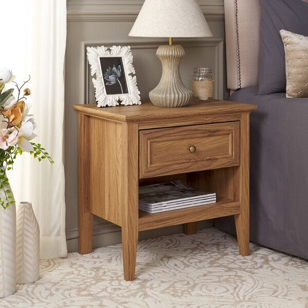 Sondra Nightstand | Safavieh - NST9609 - Oak / Gold