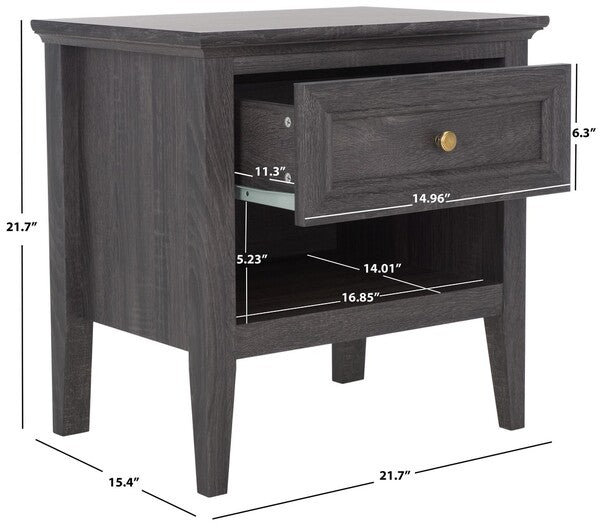 Sondra Nightstand | Safavieh - NST9609 - Distressed Black / Gold