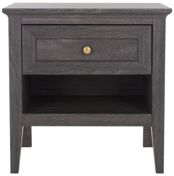 Sondra Nightstand | Safavieh - NST9609 - Distressed Black / Gold