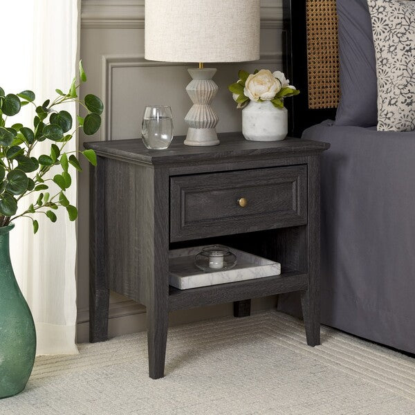 Sondra Nightstand | Safavieh - NST9609 - Distressed Black / Gold