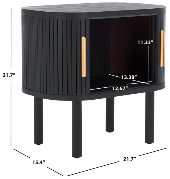 Tealla 2 Tambour Door Nightstand | Safavieh - NST9609 - Black / Gold