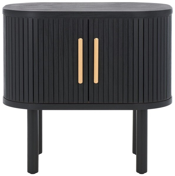 Tealla 2 Tambour Door Nightstand | Safavieh - NST9609 - Black / Gold