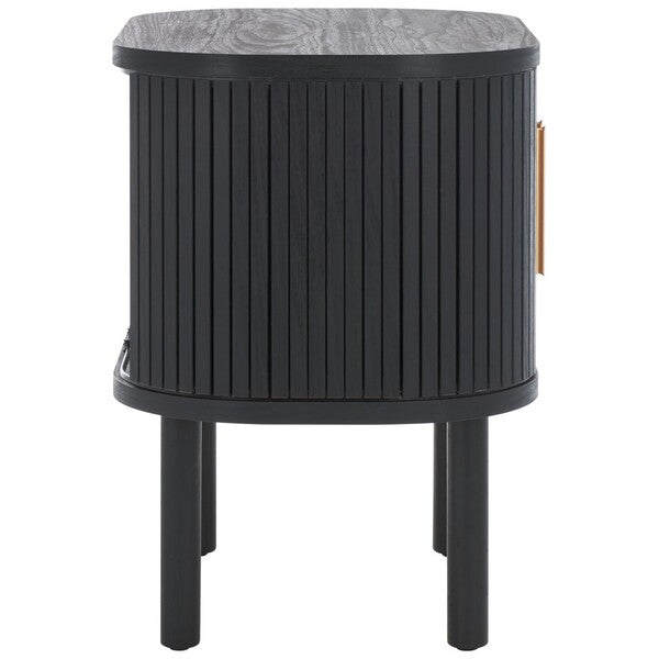 Tealla 2 Tambour Door Nightstand | Safavieh - NST9609 - Black / Gold