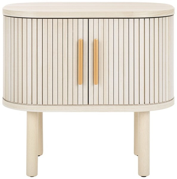 Tealla 2 Tambour Door Nightstand | Safavieh - NST9609 - Bleached White / Gold