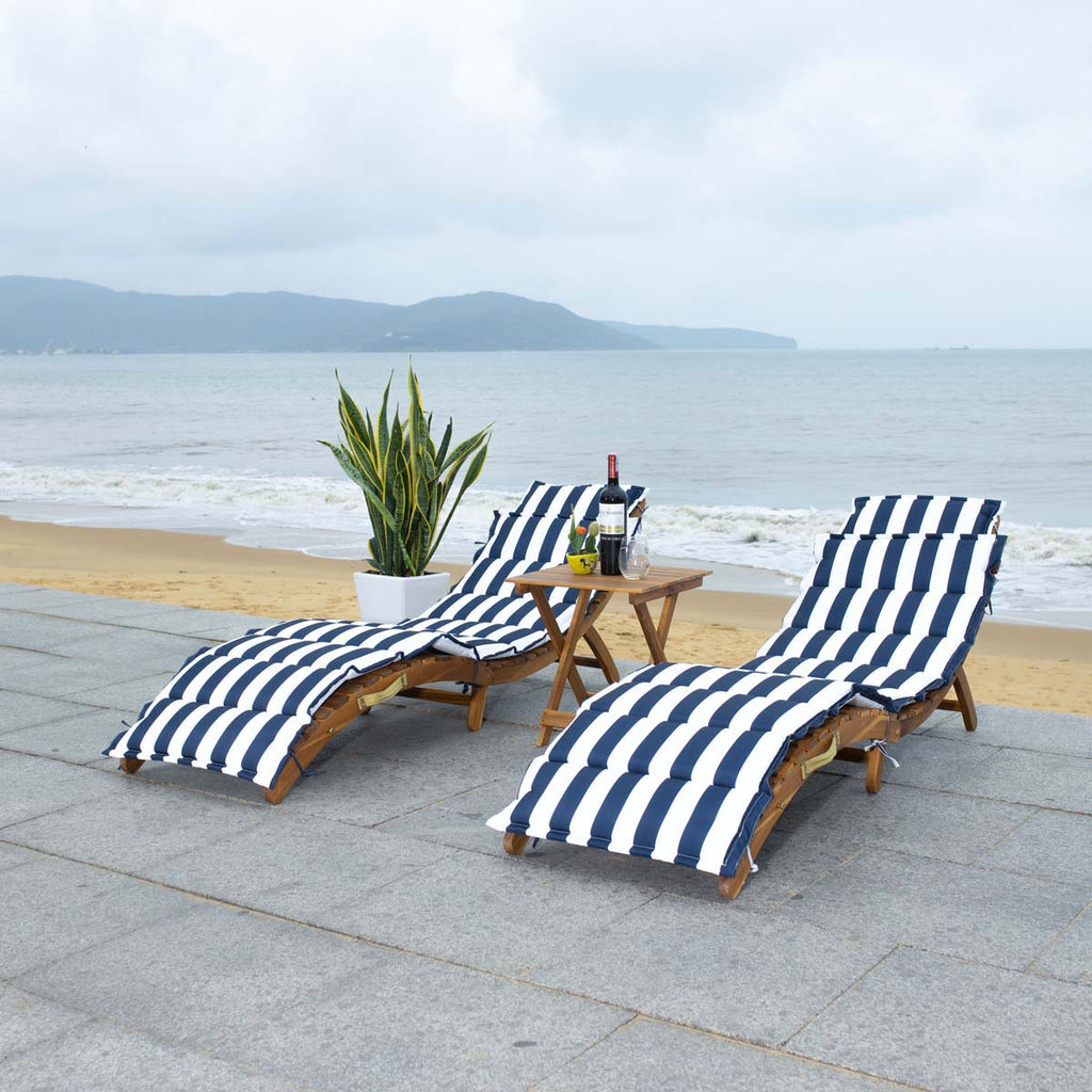 Pacifica 3 Piece Lounge Set | Safavieh - Natural / Navy Stripe