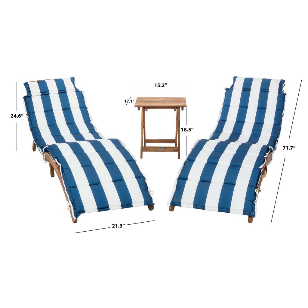 Pacifica 3 Piece Lounge Set | Safavieh - Natural / Navy Stripe