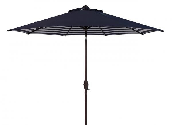 athens-inside-out-striped-9ft-crank-outdoor-auto-umbrella-safavieh-pat8007-Navy / White