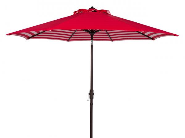 athens-inside-out-striped-9ft-crank-outdoor-auto-umbrella-safavieh-pat8007-Red / White