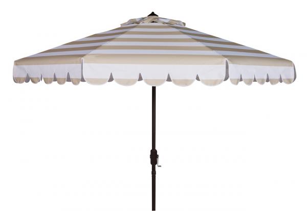 maui-single-scallop-striped-9ft-crank-push-button-umbrella-safavieh-pat8011-Beige / White Stripe