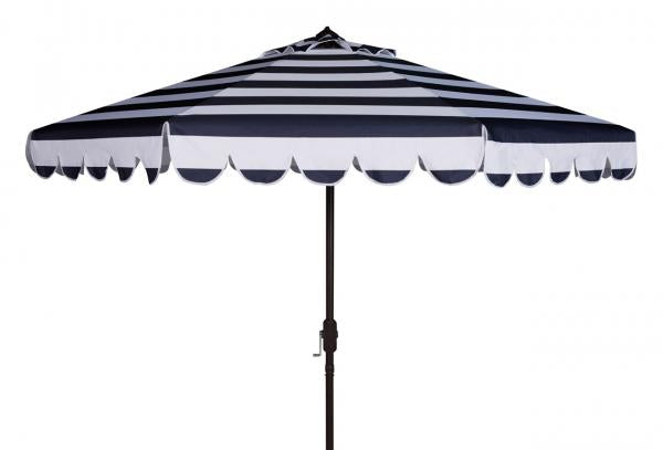 maui-single-scallop-striped-9ft-crank-push-button-umbrella-safavieh-pat8011-Navy / White