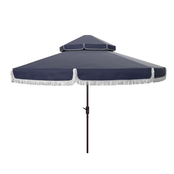 milan-fringe-9ft-double-top-crank-umbrella-safavieh-pat8208-Navy/White