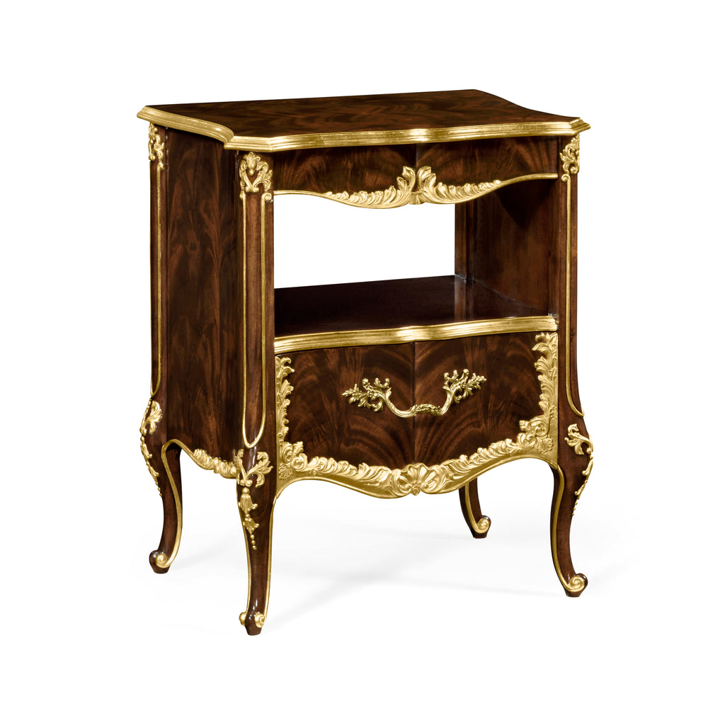 Country Farmhouse Mahogany & Gilded Nightstand | Jonathan Charles - 495504-BMA-GIL