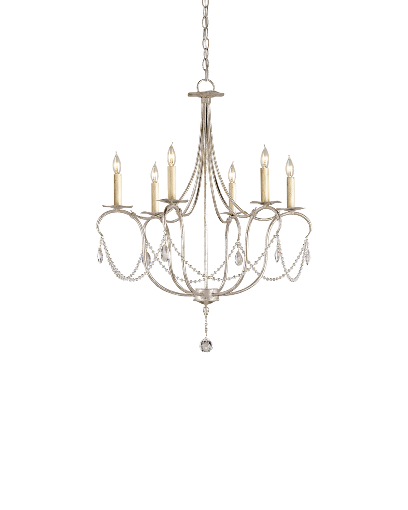 Currey & Co Crystal Lights Small Silver Chandelier | 9890