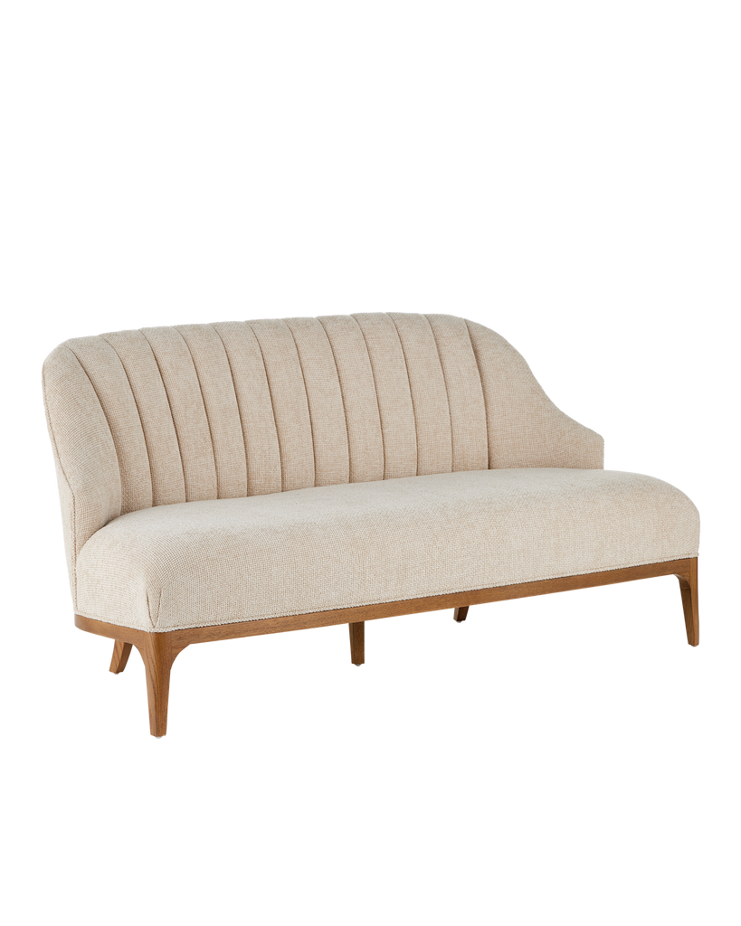 Currey & Co Inga Settee, Crhom Nona Oatmeal | 7000-0772