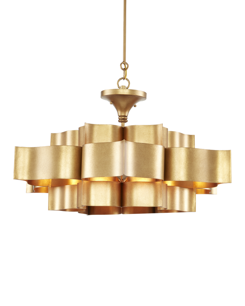 Currey & Co Grand Lotus Large Gold Chandelier | 9494