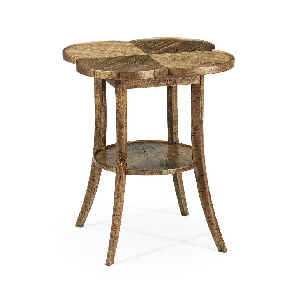 Casual Accents Medium Driftwood Quatrefoil Accent Table | Jonathan Charles - 491043-DTM