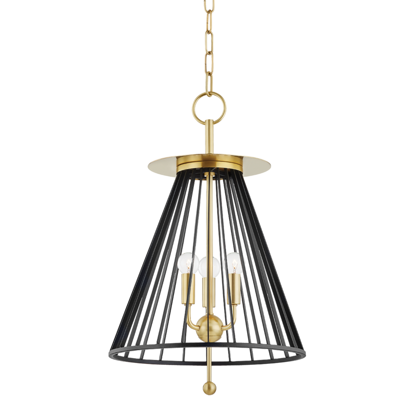 Hudson Valley Lighting 3 Light Pendant - Aged Brass/Black