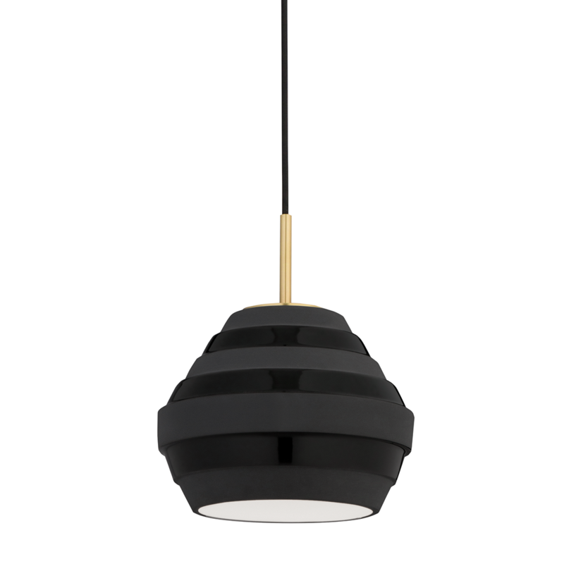 Hudson Valley Lighting 1 Light Pendant - Aged Brass/Black