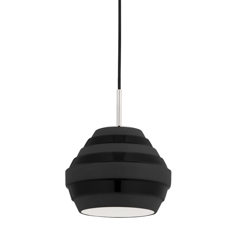 Hudson Valley Lighting 1 Light Pendant - Polished Nickel/Black