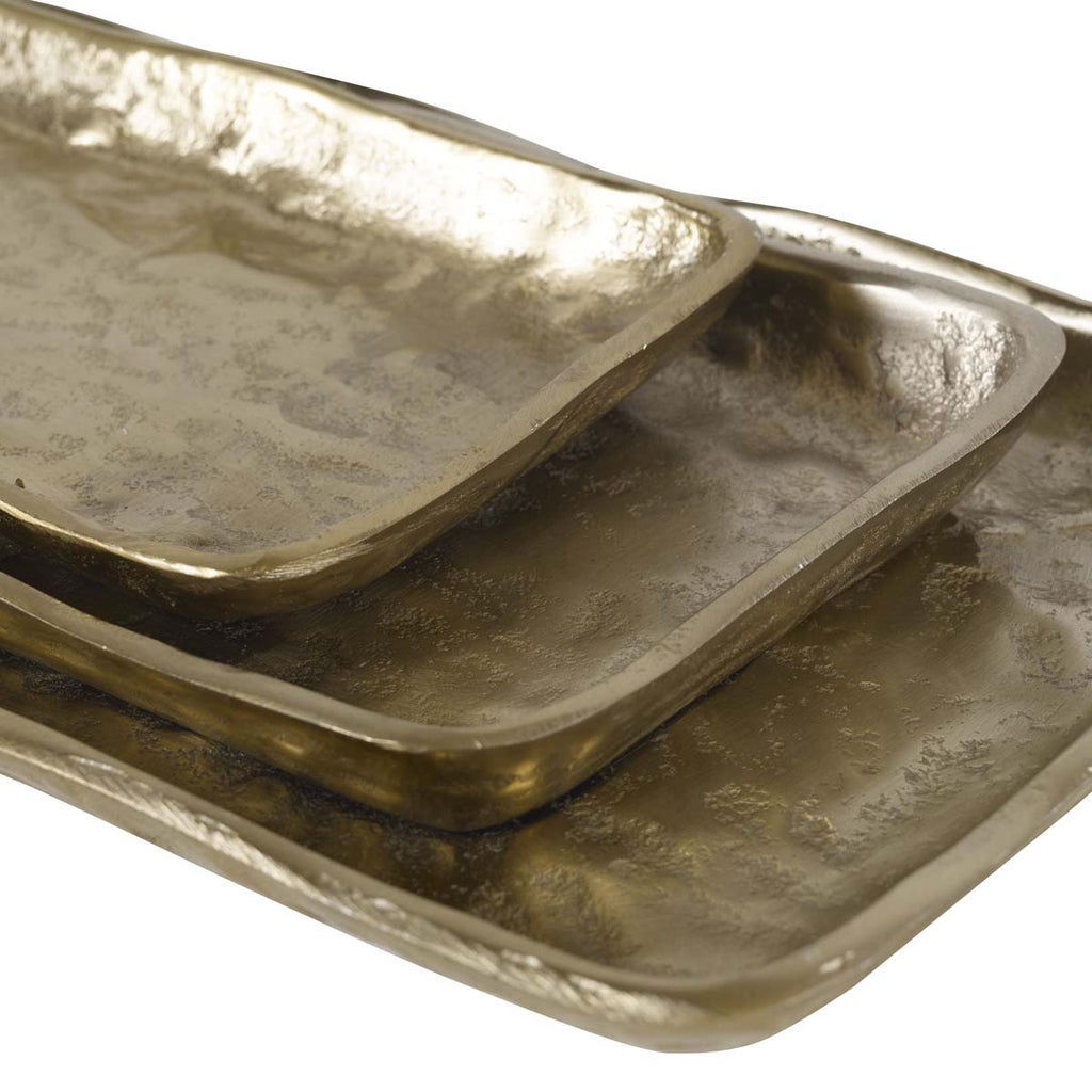 Uttermost Artisan Antique Gold Trays, S/3