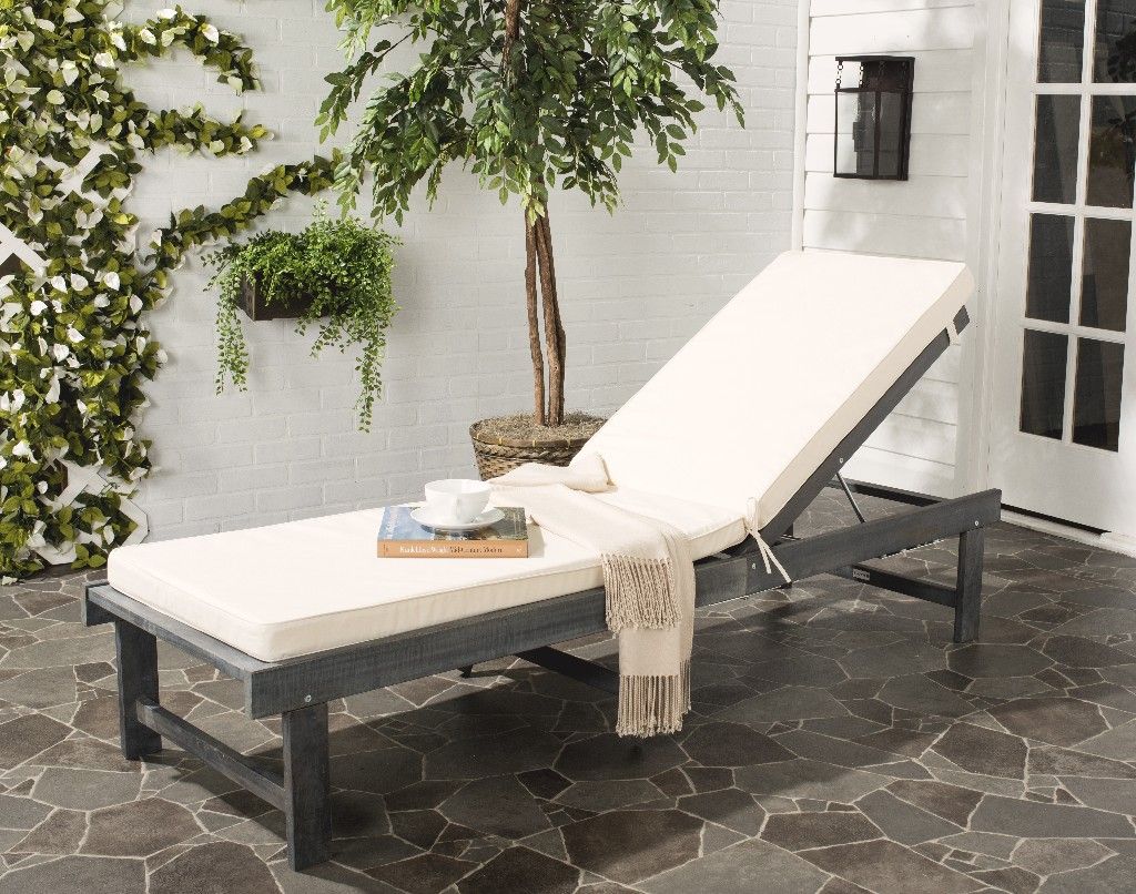 Safavieh Inglewood Chaise Lounge Chair - Ash Grey/Beige