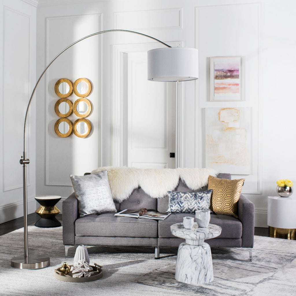 Safavieh Ascella 86 Inch H Arc Floor Lamp-Nickel