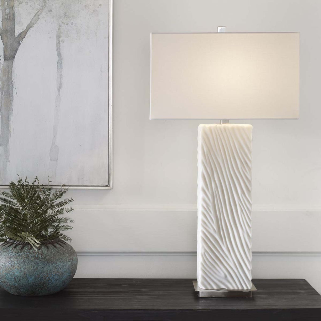 Uttermost Pillar White Marble Table Lamp