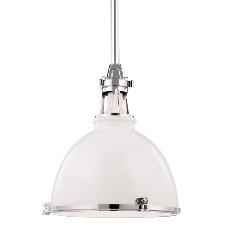 Hudson Valley Lighting 1 Light Pendant - White/Polished Nickel Combo